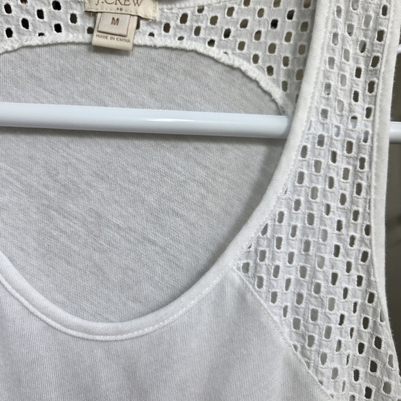 ⭐️J. Crew White Sleeveless Tank Top with Mesh Detail Sizr Med - Picture 3 of 5